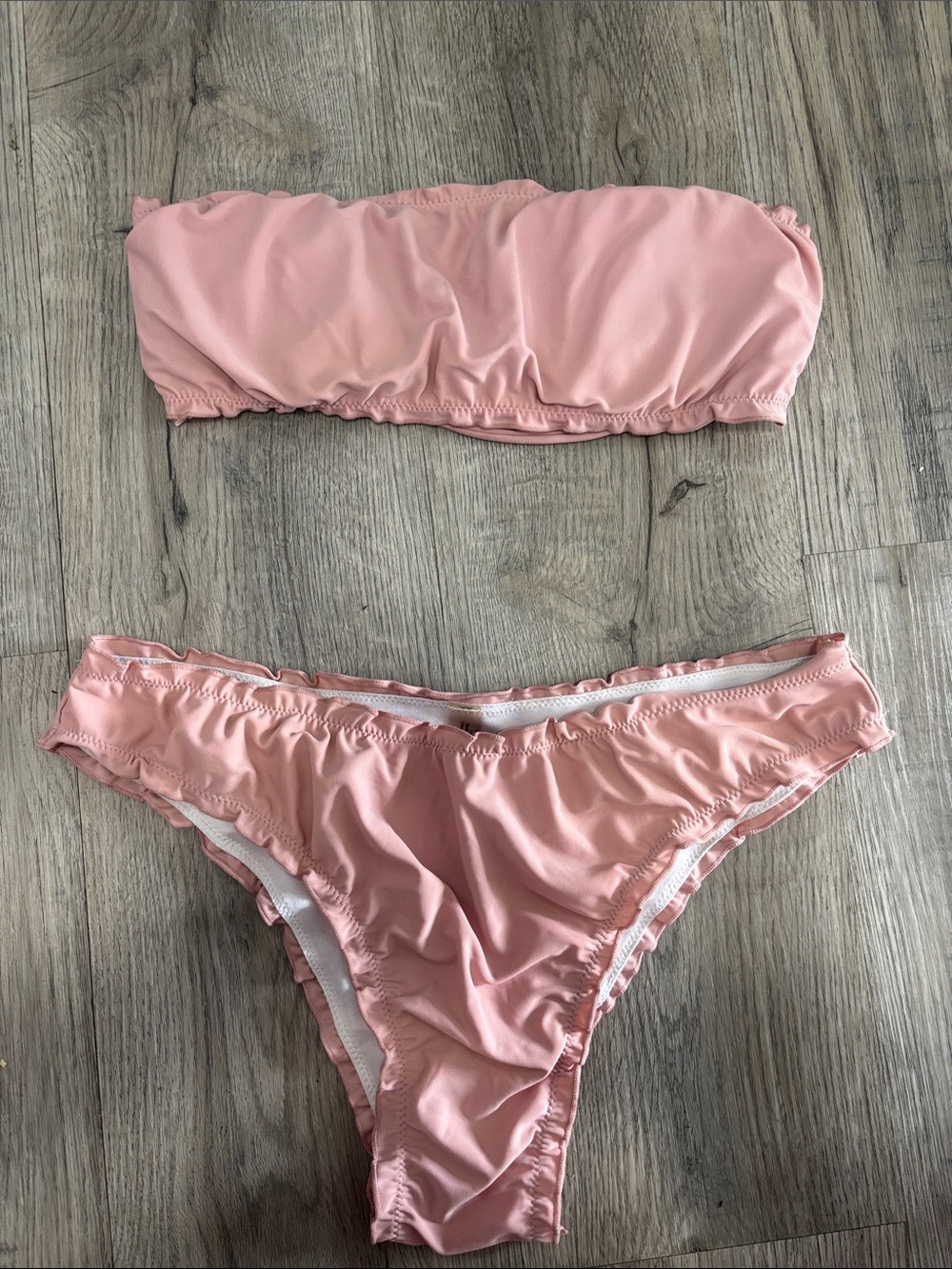 Zaful Women's Pink Bandeau Two-Piece Swim Set